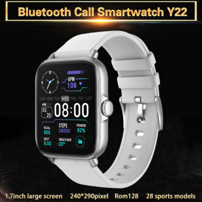 Купить Smart watch Y22 Bluetooth Call SmartWatch Android Men Women Sports Fitness Tracker 1.7inch 240*290pixel RAM128 ROM128 240mAh IP67 Custom Dial 28Sports Modes