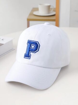 Купить Letter P Embroidered Baseball Cap 100% Cotton Classic Sports Casual Golf Cap Sunhat Men's Women's Snapback Hats Adjustable For Spring Summer Autumn