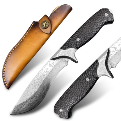 Купить Japanese Damascus Knife VG10 Steel Hunting Knife Camping Skinning Tool Outdoor Tactical Combat Knives Machete Mountaineering Rescue Saber EDC with Leather Case
