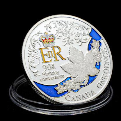 Купить 10pcs Non Magnetic Craft Silver Plated 90th Birthday Anniversaire Canada Maple Leaf Elizabeth ER Queen II Souvenirs Coin Medal Collectible Coins Gift