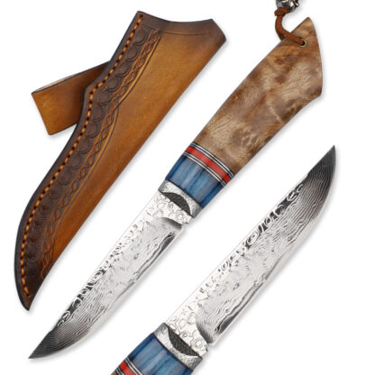 Купить Damascus Steel Camping Knife White Shadow Wood Handle Hunting Knives Outdoor Survival Fixed Blade Military Tactical Combat Knife Adventure Jungle Tools