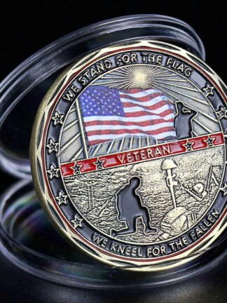 Купить 10pcs Non Magnetic United States Veteran Flag Challenge Coin Always Remember Military Retirement Gift Bronze Plated Commemorative Coin