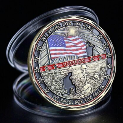 Купить 10pcs Non Magnetic United States Veteran Flag Challenge Coin Always Remember Military Retirement Gift Bronze Plated Commemorative Coin