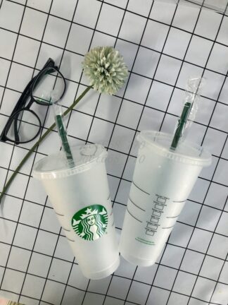 Купить Starbucks 16oz 24OZ Tumblers Mugs Plastic Drinking Juice With Lip And Straw Magic Coffee Mug Costom Transparent cup 50pcs DHL transport