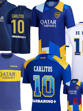 Купить 2021 Boca Juniors Soccer Jerseys for Men Kids kit Fans Player version 4th Away Blue Japan 115th Anniversary Tevez Maradona Football shirt