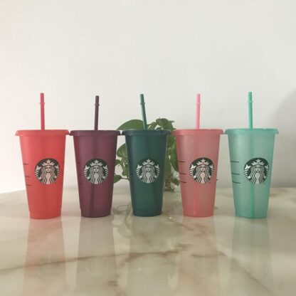 Купить 24OZ Starbucks plastic cup flash cup 24OZ/710ML transparent color changing cup plastic beverage juice with lip straw magic coffee custom 50PCS DHL