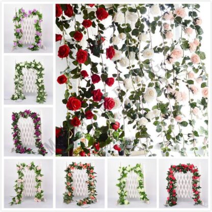 Купить 2.2m Artificial Flower Vine Fake Silk Rose Ivy Flower for Wedding Decoration Artificial Vines Hanging Garland Home Decor
