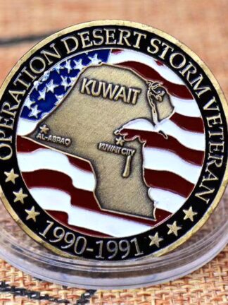 Купить 50pcs Non Magnetic Military Craft Badge 1990-1991 Operation Desert Stonrm Veteran Bronze Plated Challenge Coin Gift