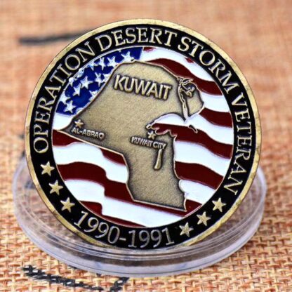 Купить 50pcs Non Magnetic Military Craft Badge 1990-1991 Operation Desert Stonrm Veteran Bronze Plated Challenge Coin Gift