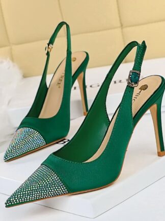 Купить Dress Shoes Summer Women High Heels Wedding Party Sandals Open Toe Ankle Strap Chunky Rhinestone Diamond