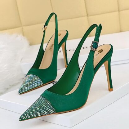 Купить Dress Shoes Summer Women High Heels Wedding Party Sandals Open Toe Ankle Strap Chunky Rhinestone Diamond
