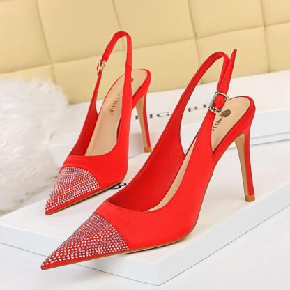 Купить luxury black flower rhinestone mules high heel sandals designer heels fashion women shoes