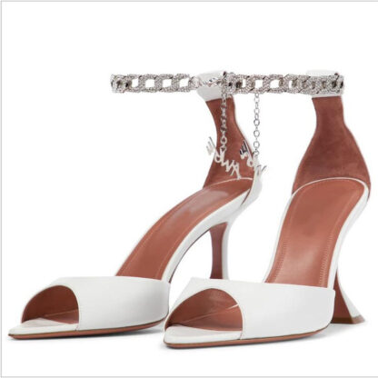 Купить 2021 Sale-Quality Amina Shoes Pointed wine glass and diamond chain sandals High Heels