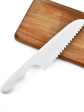 Купить Kitchen Knife For Kids Saftey Knife Lettuce Salad Knife Serrated Plastic Cutter Slicer Cake Bread Cook Children DIY 28.5*5CM