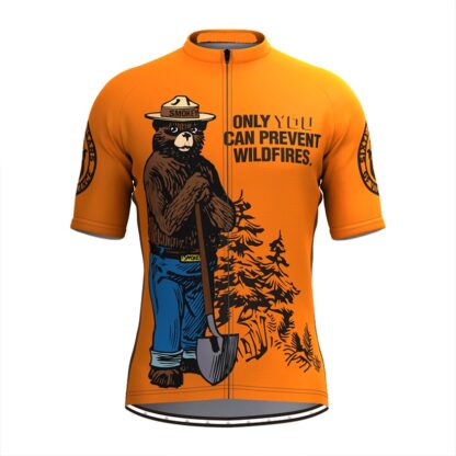 Купить Retro Smokey Bear Prevent Wildfires Cycling Short sleeve Jerseys Comfortable and quick drying Mud yellow