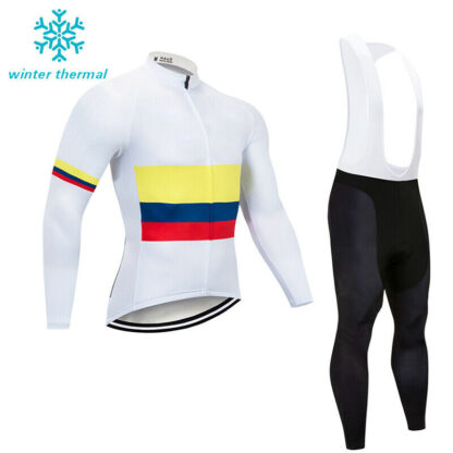 Купить Men's 2021 Fleece Bike Jersey Cycling Bib Pants Set Thermal Jacket Brace Tights Or Spring and Autumn