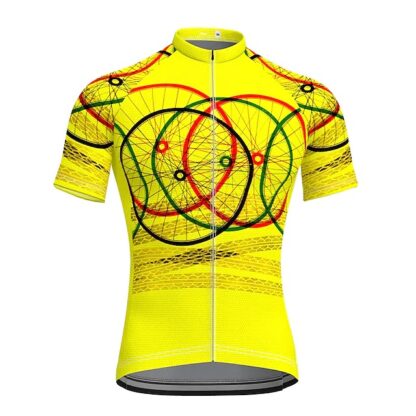 Купить 2021 Men's Short Sleeve Cycling Jersey Summer Spandex Polyester Blue Yellow Blushing Pink Top Mountain Bike MTB Road