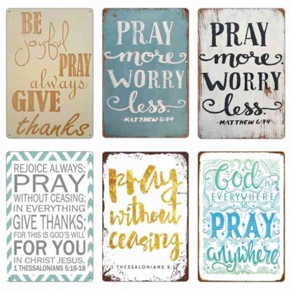 Купить Church Pray Every Day Retro Metal Tin Signs Plate 20x30cm Vintage Poster for Home Decoration Believer Bedroom Wall Decora