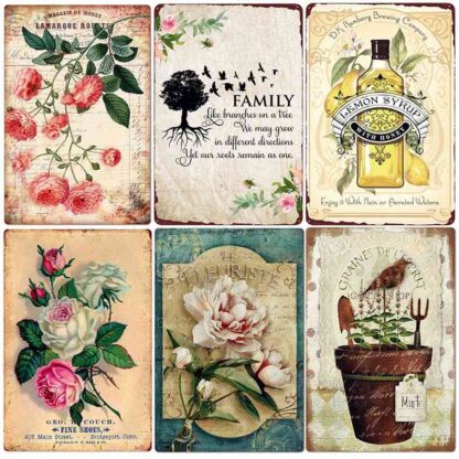 Купить Fresh Cut Flowers Vintage Retro Metal Tin Sign Plaque for Fleuriste Garden Backyard Cafe Famly Gift Wall Decor N414