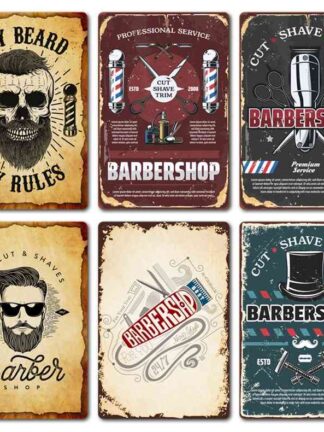 Купить Barber Tin Sign Plaque Vintage for barber shop Wall Decor Retro Metal Posters Iron Paintinga