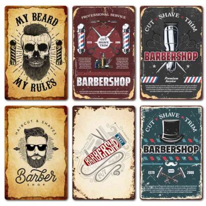 Купить Barber Tin Sign Plaque Vintage for barber shop Wall Decor Retro Metal Posters Iron Paintinga