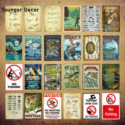 Купить Warning No Fishing Signs Plate Metal Tin Sign For Family Bar Pub Club Vintage Home Decor Come To Fish Retro Poster YI-214