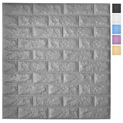 Купить Art3d 5-Pack Peel and Stick 3D Wallpaper Panels for Interior Wall Decor Self-Adhesive Foam Brick Wallpapers in Gray