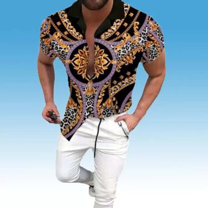 Купить summer outdoor loose printing fashion shirt Mens short sleeve shirts tops for men plus size 2xl 3xl clothing blouse