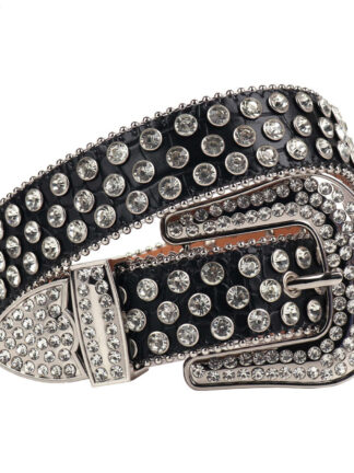 Купить Wtern Rhinton Belt Diamond Belts Leather Studded Belt Cinturon Para Mujer Cowgirl Cowboy Cinto De Strass For Men Women
