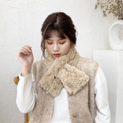 Купить Scarves Faux Fur Cross Scarf Korean Plush Thickened Warm Female Shawl Women Fashion Winter Soft Solid Color