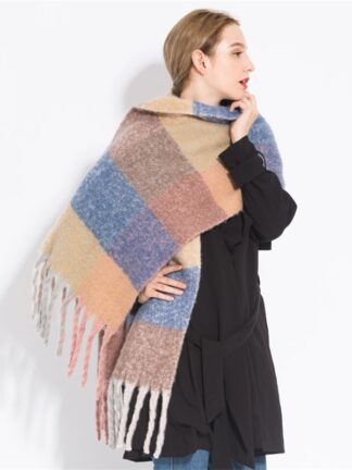 Купить New Fashion autumn and Winter female imitation cashmere Plaid Scarf tassel knitted wool scarf