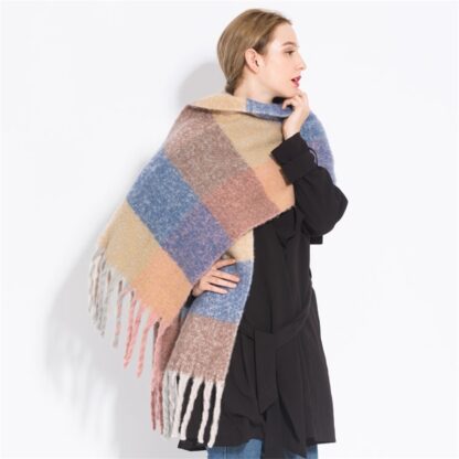 Купить New Fashion autumn and Winter female imitation cashmere Plaid Scarf tassel knitted wool scarf