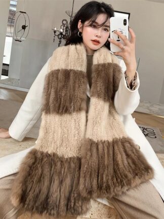 Купить Scarves 2021 High-End Plush Shawl Scarf Russian Women's Real Ladies Winter Natural Knitted