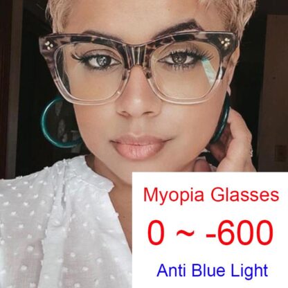 Купить Sunglasses Vintage Myopia Women's Glasses With Degree 0 ~ -6.0 Blue Light Blocking Computer Eyeglasses Vision Correction Female Eye