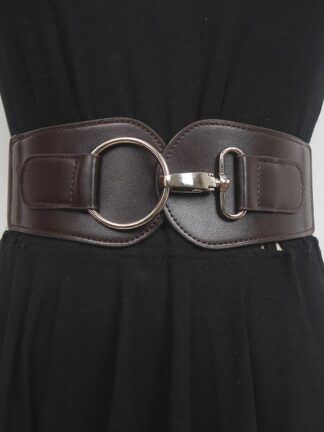 Купить Belts [EWQ] Wide Waistband Women's Elastic Decoration Suit Dress Waist Closing Versatile Genuine Leather Black Seal 2021 16E4667
