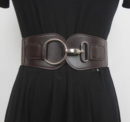 Купить Belts [EWQ] Wide Waistband Women's Elastic Decoration Suit Dress Waist Closing Versatile Genuine Leather Black Seal 2021 16E4667
