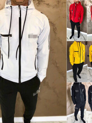 Купить Men's Tracksuits Fashion Hooded Jacket Long sleeve Sports Casual Suits 2 Piece Set