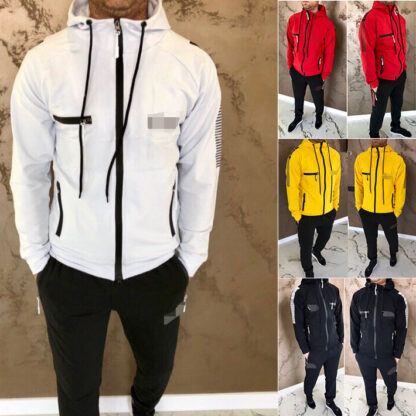 Купить Men's Tracksuits Fashion Hooded Jacket Long sleeve Sports Casual Suits 2 Piece Set