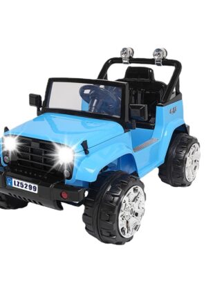 Купить Small Jeep Dual Drive Battery 12V 7Ah 2.4G Remote Control With Music Or Stories With 3 Different Speed Modes Blue LEADZM LZ-5299