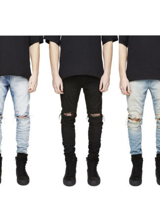 Купить Denim new street men's ripped jeans style high quality personality designer jeans