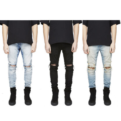 Купить Denim new street men's ripped jeans style high quality personality designer jeans