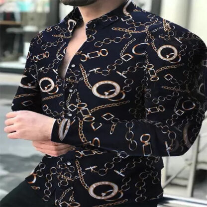 Купить Mens long sleeve fashion printed casual shirts tops for men small medium large plus size 2xl 3xl clothing blouse