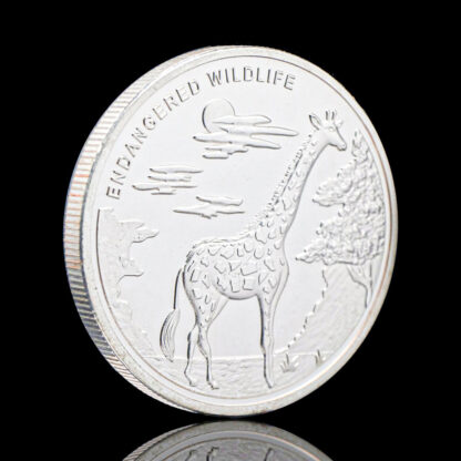 Купить 50pcs Non Magnetic Silver Plated Endangered Wildlife Giraffe African Congo Franc Animal Souvenirs Coin Medal Collectible Coins Gift