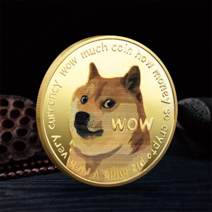 Купить 10pcs Non Magnetic WOW Dogecoin To The Moon In Doge We Trust Gold Plated Commemorative Coins Cute Dog Pattern Printed Cllection Gifts