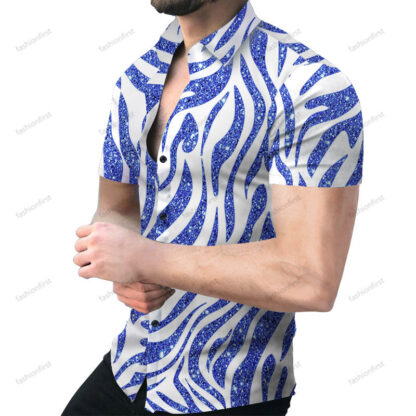 Купить mens camisa shirts clothing flower printing Blouse Hawaii Short Sleeve Summer Button Blouse Broadcloth Factory Supply lujo