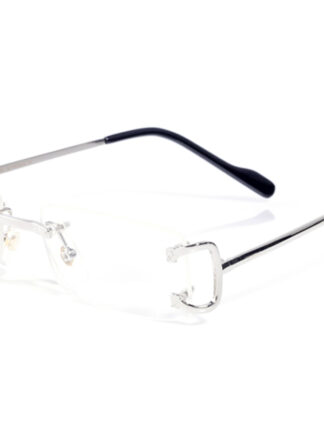 Купить Carti Frameless Men Sunglasses for Women Leopard Metal Sunglass Rimless Rectangle Prescription Glasses Anti-Blu-ray Discoloration Clear Optical Lens Eyeglasses