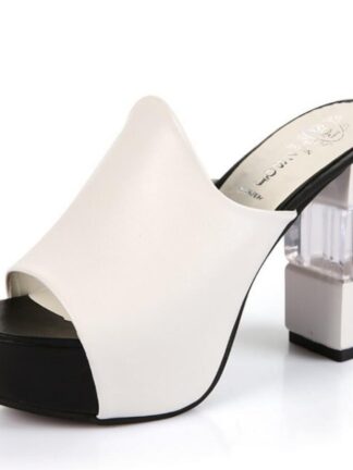 Купить 2022 fish mouth sandal sole slim ultra high women's shoe Korean version transparent thick heel sandals