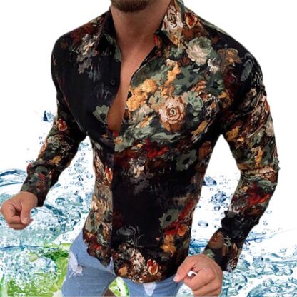 Купить Plus Size 3XL Men's Bluse Vintage Shirts Long Sleeve Autumn Hawaiian Chemisier Skinny Fit Various Pattern Man Clothes Cardigan Blouse