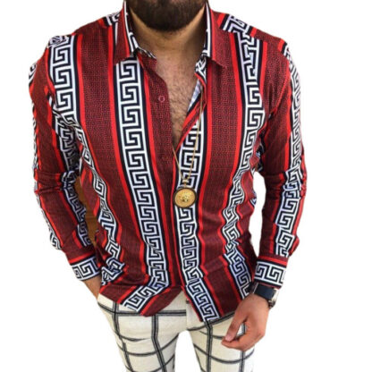 Купить plus size 3XL mans autumn blusa casual shirt printed long sleeve bluse fashion spring blouse mens Cardigan Hawaiian shirts