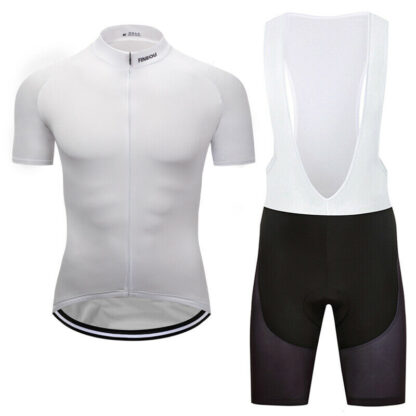 Купить 2021 Mens Cycling Plain White Jersey Bib Shorts Kits Bike Short Shirt Brace Pants Set